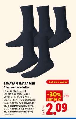 ESMARA /ESMARA MEN Chaussettes adultes