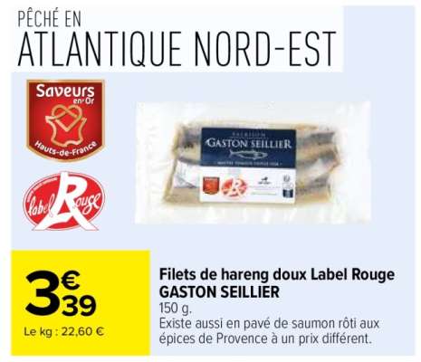 Filets de hareng doux Label Rouge GASTON SEILLIER