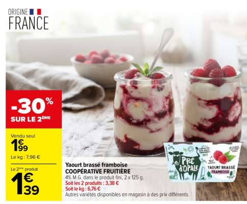 Yaourt brassé framboise