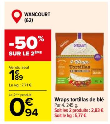 Wraps tortillas de blé
