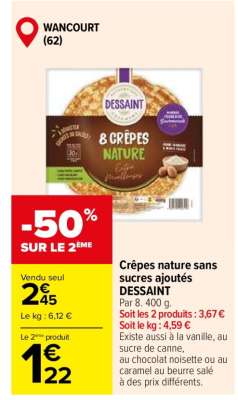 Crêpes nature sans sucres ajoutés DESSAINT