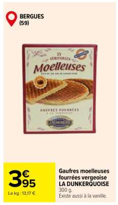 Gaufres moelleuses fourrées vergeoise LA DUNKERQUOISE