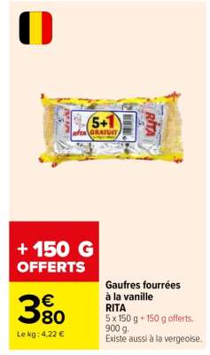 Gaufres fourrées à la vanille RITA