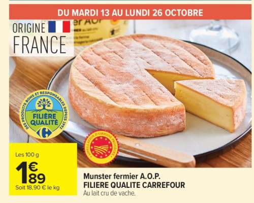 Munster fermier A.O.P. FILIÈRE QUALITÉ CARREFOUR