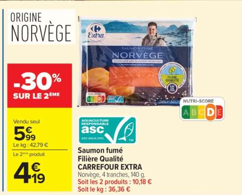 Saumon fumé Filière Qualité Carrefour EXTRA