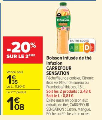Boisson infusée de thé Infuzion CARREFOUR SENSATION