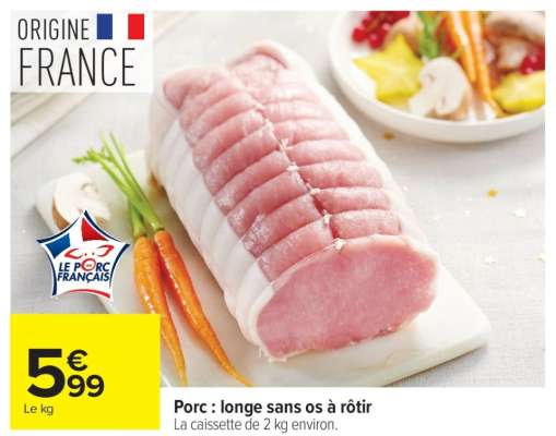 Porc : longe sans os à rôtir