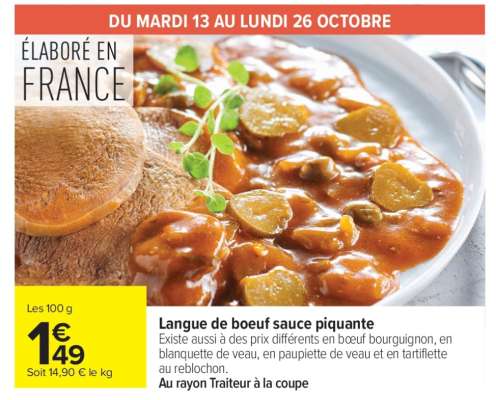 LANGUE DE BOEUF SAUCE PIQUANTE