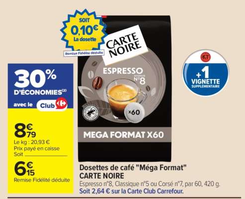 Dosettes de café 'Méga Format' CARTE NOIRE