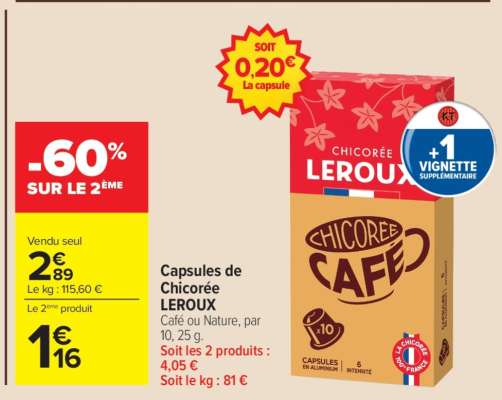 Capsules de Chicorée LEROUX