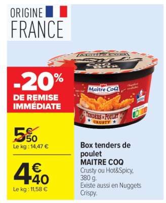 Box tenders de poulet MAITRE COQ