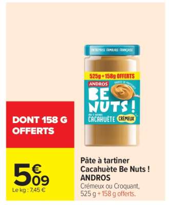 PÂTE À TARTINER CACAHUÈTE "BE NUTS ANDROS"