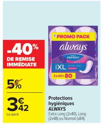 Protections hygiéniques Always