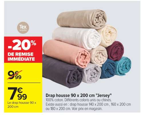 Drap housse 90 x 200 cm "Jersey"