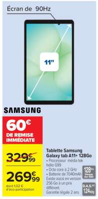 Tablette Samsung Galaxy tab A11+ 128Go