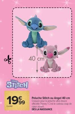 Peluche Stitch ou Angel 40 cm