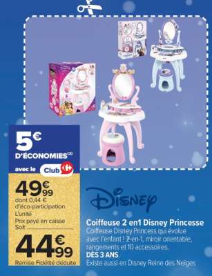 Coiffeuse 2 en1 Disney Princesse