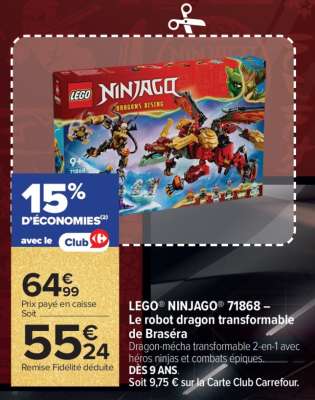 LEGO® NINJAGO® 71868 – Le robot dragon transformable de Braséra