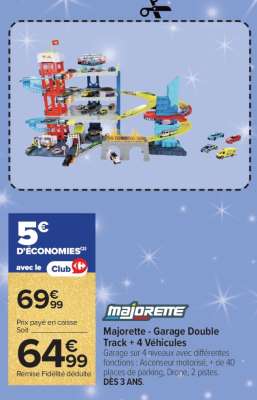 Majorette - Garage Double Track + 4 Véhicules