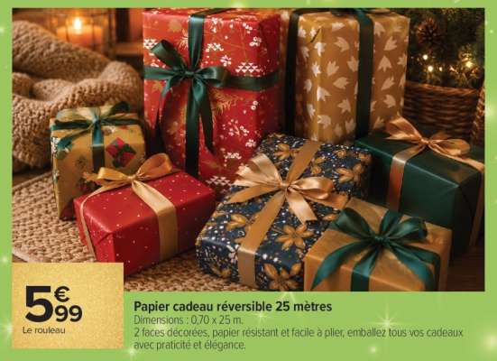 Papier cadeau réversible 25 mètres