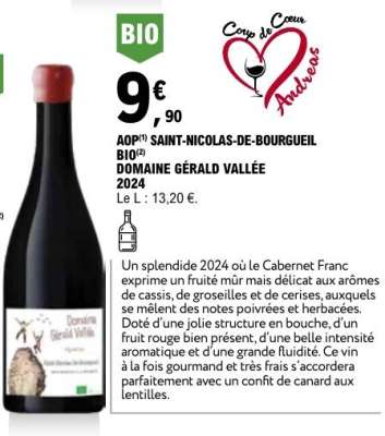 AOP SAINT-NICOLAS-DE-BOURGUEIL BIO DOMAINE GÉRALD VALLÉE 2024