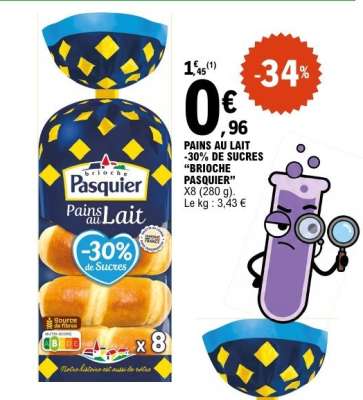 PAINS AU LAIT -30% DE SUCRES “BRIOCHE PASQUIER”