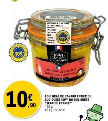 Foie Gras de Canard Entier du Sud-Ouest IGP "Jean de France"