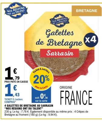 4 GALETTES DE BRETAGNE AU SARRASIN "NOS RÉGIONS ONT DU TALENT"