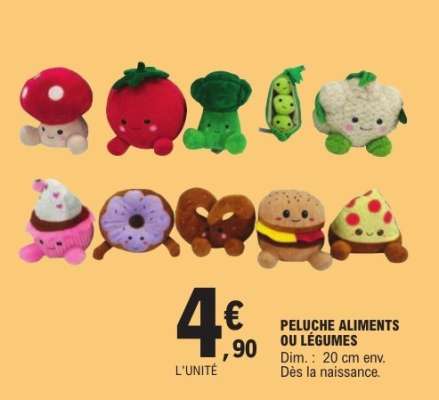 PELUCHE ALIMENTS OU LÉGUMES