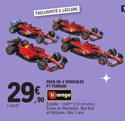 PACK DE 4 VÉHICULES F1 "FERRARI"