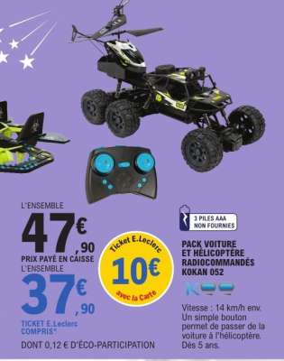 PACK VOITURE ET HÉLICOPTÈRE RADIOCOMMANDÉS KOKAN 052