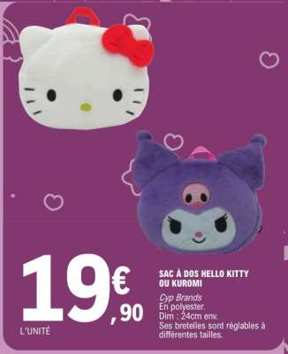 SAC À DOS HELLO KITTY OU KUROMI