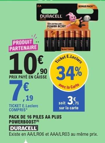PACK DE 16 PILES AA PLUS POWERBOOST
