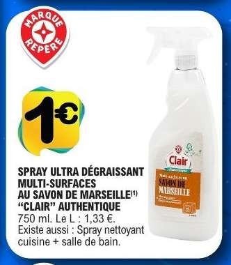 SPRAY ULTRA DÉGRAISSANT MULTI-SURFACES AU SAVON DE MARSEILLE 'CLAIR' AUTHENTIQUE