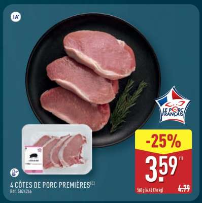 4 CÔTES DE PORC PREMIÈRES