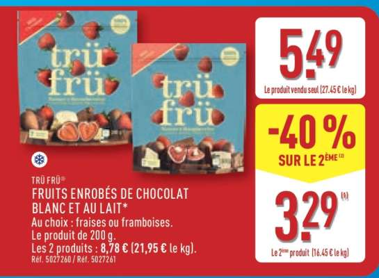 TRÜ FRÜ FRUITS ENROBÉS DE CHOCOLAT BLANC ET AU LAIT