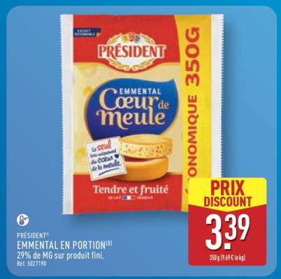 PRÉSIDENT Emmental en portion