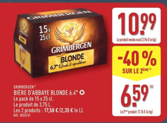 GRIMBERGEN BIÈRE D'ABBAYE BLONDE 6.4°