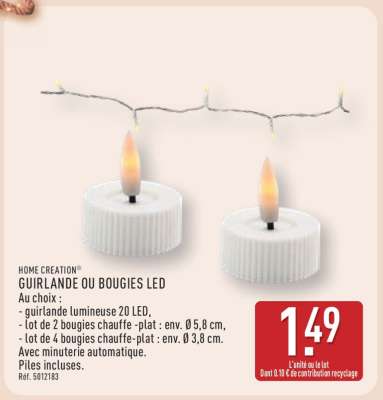 HOME CREATION® GUIRLANDE OU BOUGIES LED