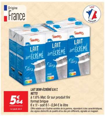LAIT DEMI-ÉCRÉMÉ U.H.T.