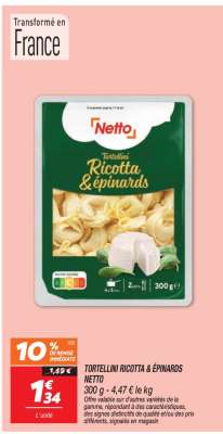 Tortellini ricotta & épinards