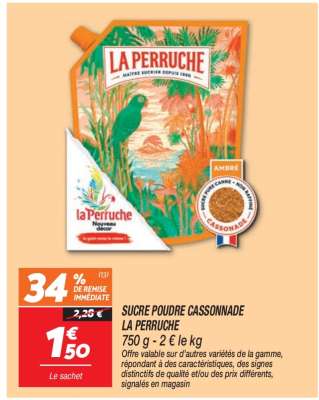 SUCRE POUDRE CASSONNADE LA PERRUCHE