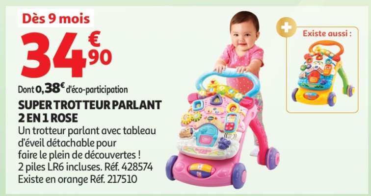 SUPER TROTTEUR PARLANT 2 EN 1 ROSE