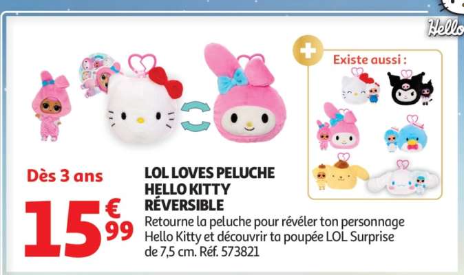 LOL LOVES PELUCHE HELLO KITTY RÉVERSIBLE
