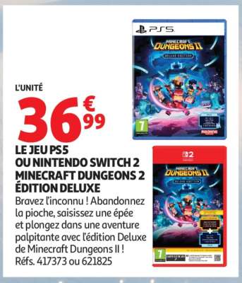 LE JEU PS5 OU NINTENDO SWITCH 2 MINECRAFT DUNGEONS 2 ÉDITION DELUXE