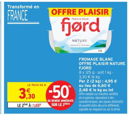 Fromage Blanc Offre Plaisir Nature Fjord