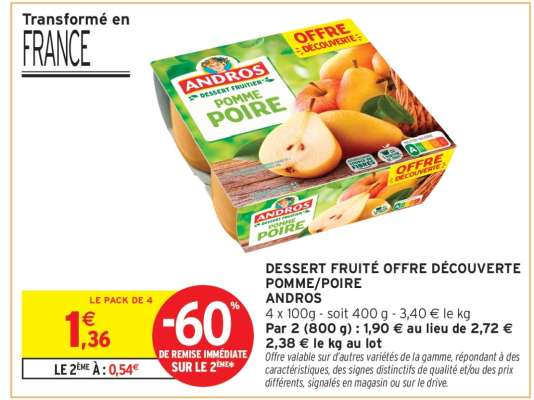 DESSERT FRUITÉ OFFRE DÉCOUVERTE POMME/POIRE
