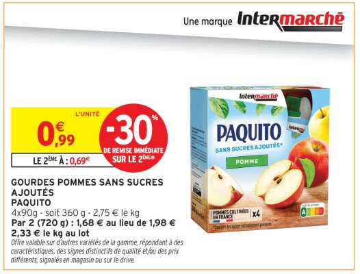 GOURDES POMMES SANS SUCRES AJOUTÉS PAQUITO