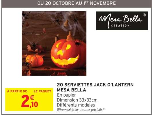 20 SERVIETTES JACK O'LANTERN MESA BELLA