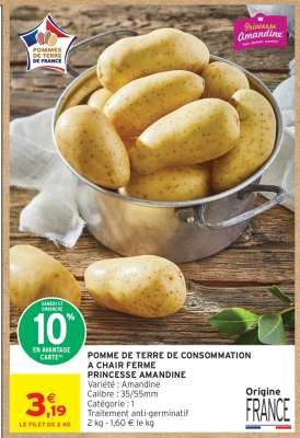 Pomme de terre de consommation à chair ferme 'Princesse Amandine'